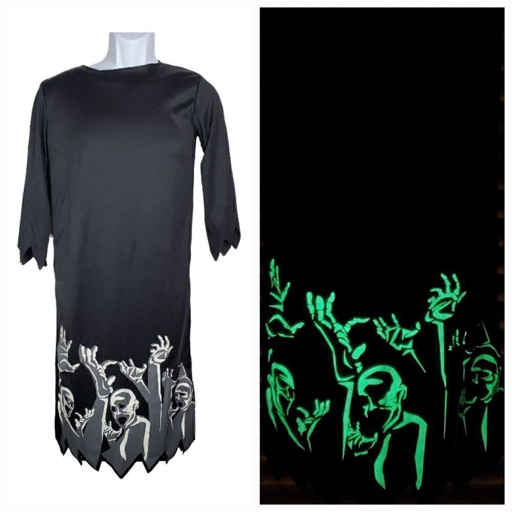 Grim Reaper Costume Size Medium Youth Glow In the Dark Scary Spooky Dress Up